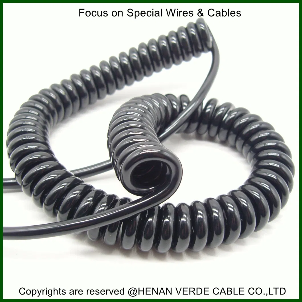 Multicore Flexible PUR Jacket Curly Coil Retractable Cables Spiral Coiled Power Cable